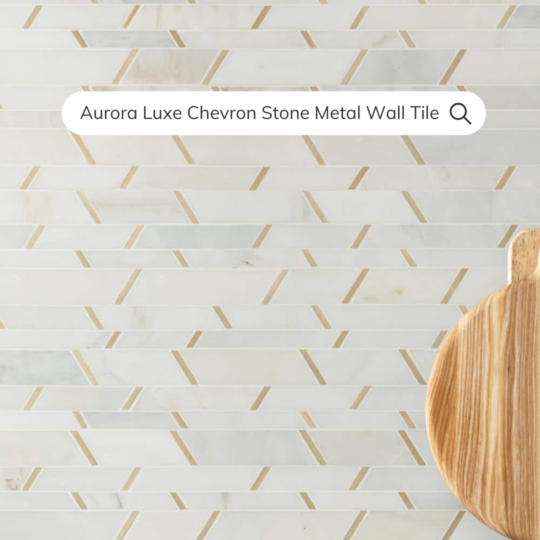 Tenedos Aurora Luxe Chevron Stone Metal Wall Tile-1 piece (Gold)