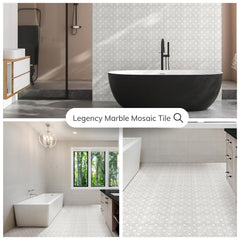 Tenedos Legency HTC152-1 10 in. x 10 in. Polished Marble Mosaic Tile Silver