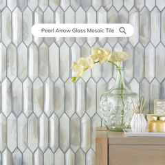 Tenedos Pearl Arrow Glass Mosaic Tile-1 piece