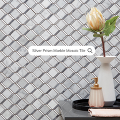 Tenedos HTC191 Silver Prism Marble Mosaic Tile- 1 piece