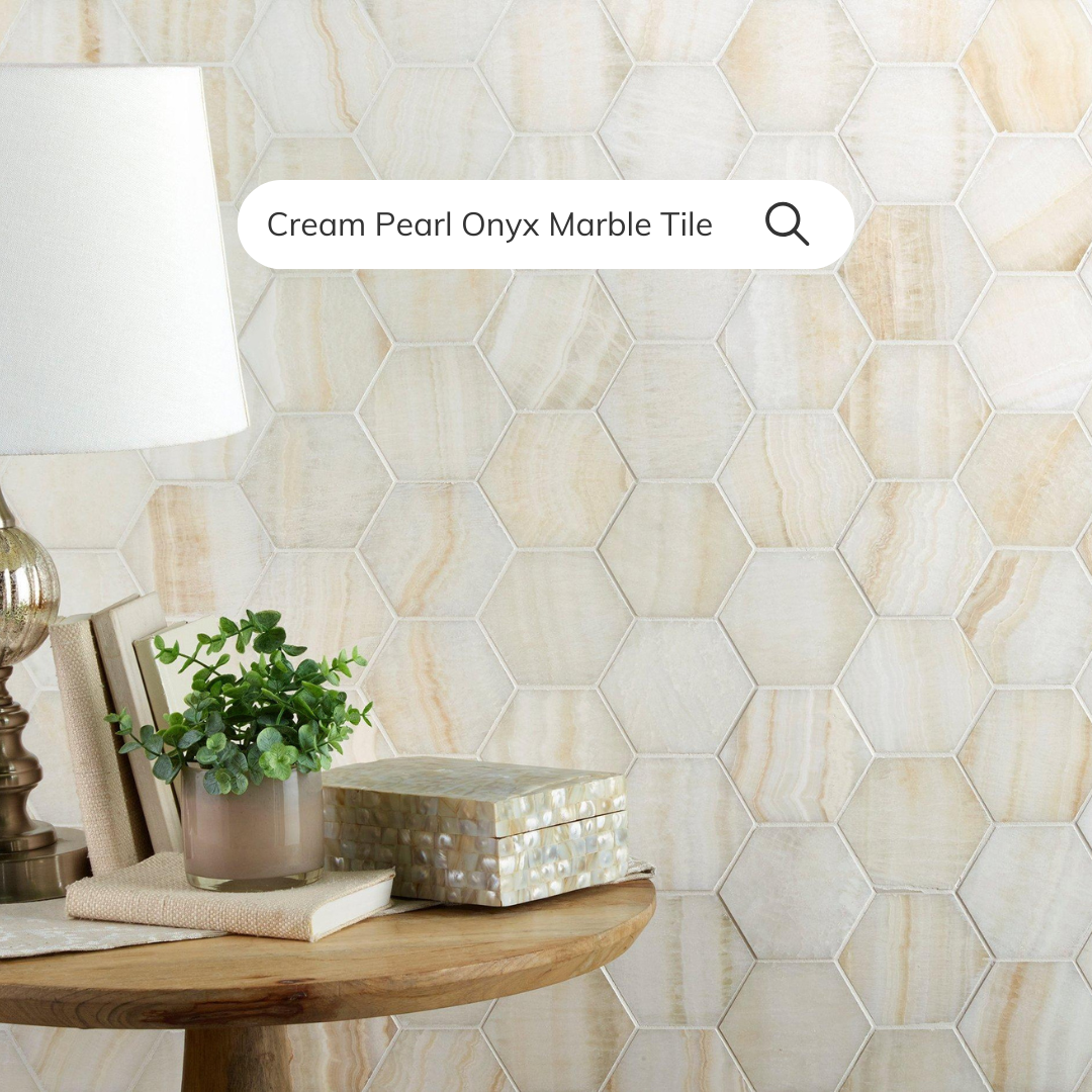 Tenedos Cream Pearl Onyx Honed Mosaic Tile- 1 piece