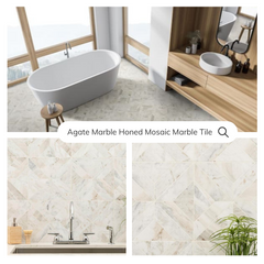 Tenedos Agate Marble Honed Mosaic Marble Floor and Wall Tile- 1 piece