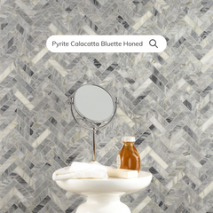 Tenedos Pyrite Calacatta Honed Marble Herringbone Mosaic Tile- 1 piece