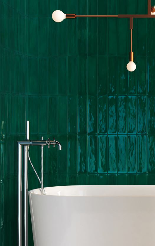 Montevista Dark Green Forest 3x12 Ceramic Handmade Wall Tile Glossy for Kitchen Backsplash, Bathroom Shower, Accent Decor, Fireplace (Box of 50 Pieces (12.6 sqft))