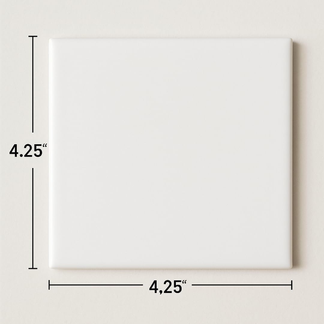4x4 White Ceramic Tile-Box of 10 pcs