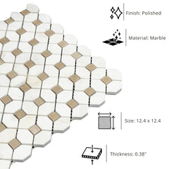 Tenedos HTC195 Golden Diamond Marble Mosaic Tile