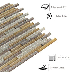 Tenedos HTC199 Seaside Sand Linear Glass Mosaic Tile