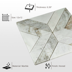 Tenedos Agate Marble Honed Mosaic Marble Floor and Wall Tile- 1 piece