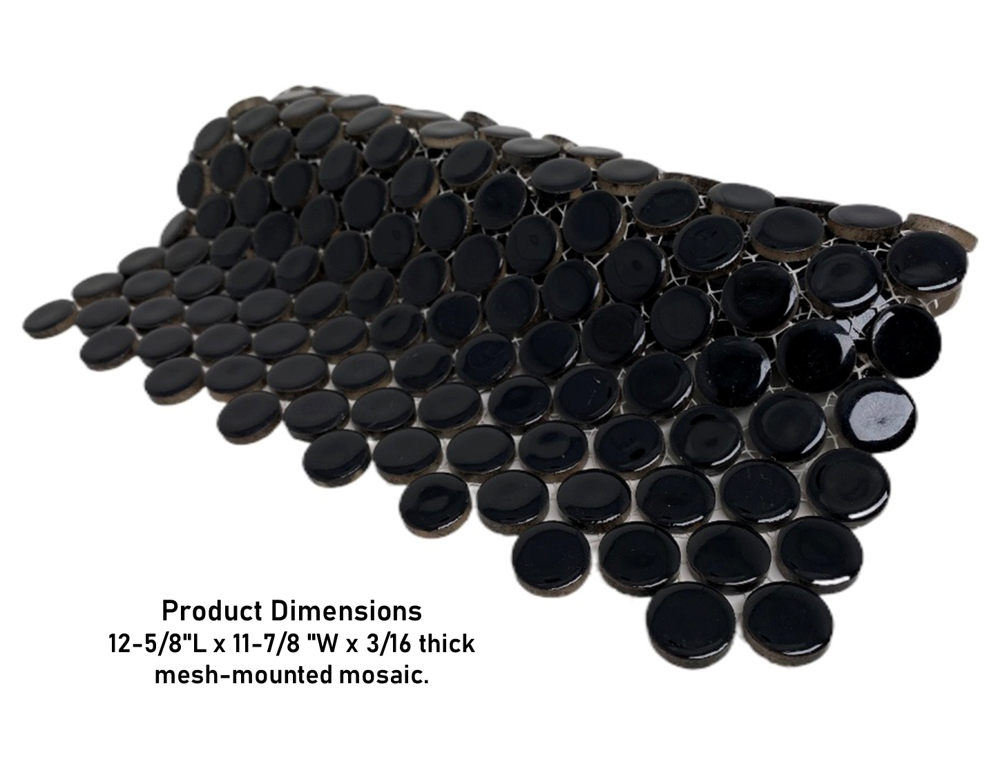 Penny Round Tile Black Porcelain Mosaic Shiny Look (Box of 5.1 Sq Ft)