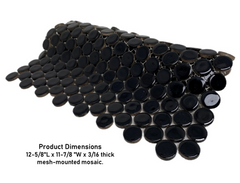 Penny Round Tile Black Porcelain Mosaic Shiny Look (Box of 5.1 Sq Ft)