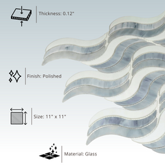 Tenedos HTC178 Velaris Wave Glass Mosaic Tile-1 piece