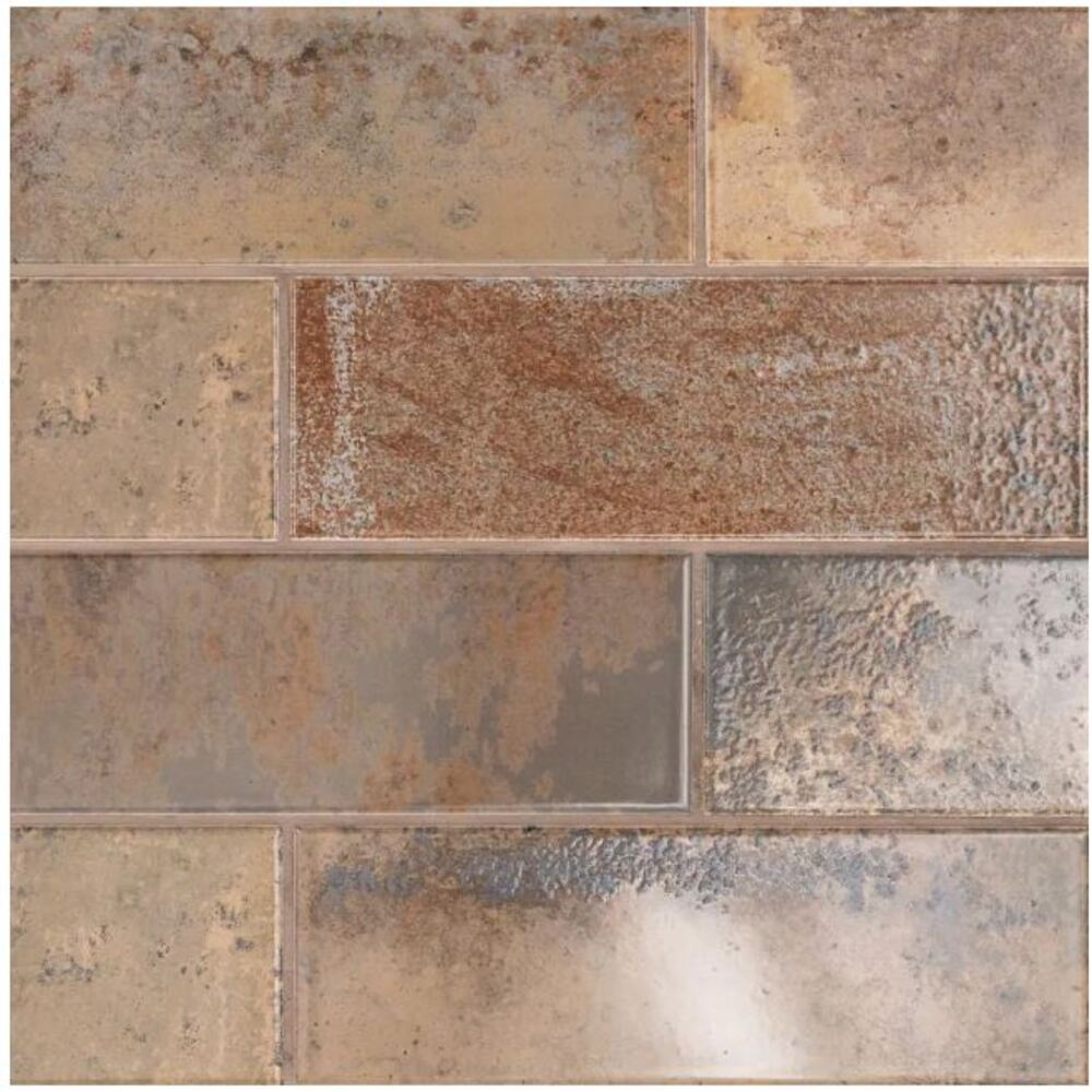 4x12 Earthy Cooper Bronze Ceramic Glossy Wall Subway Tile for Kitchen Wall, Backsplash, Bathroom Shower Wall, Accent Wall Made in Spain