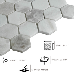 Tenedos Ulexite Hexagon Marble Mosaic Tile-1 piece