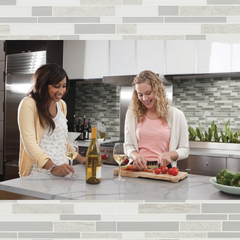 Tenedos Urban Mix Linear Glass Mosaic Tile – 12x12 Inch Sheet, Multi-Finish Grey and White Kitchen Backsplash & Bathroom Wall Tile – Modern Glass Accent for Home & Commercial Use (10 Sheet)