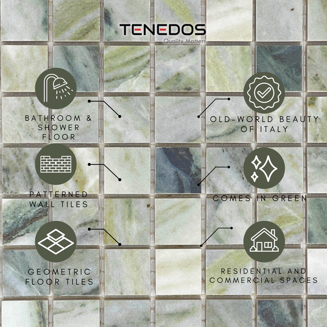 Tenedos Verdant Essence Green Porcelain Mosaic Tile-1 piece