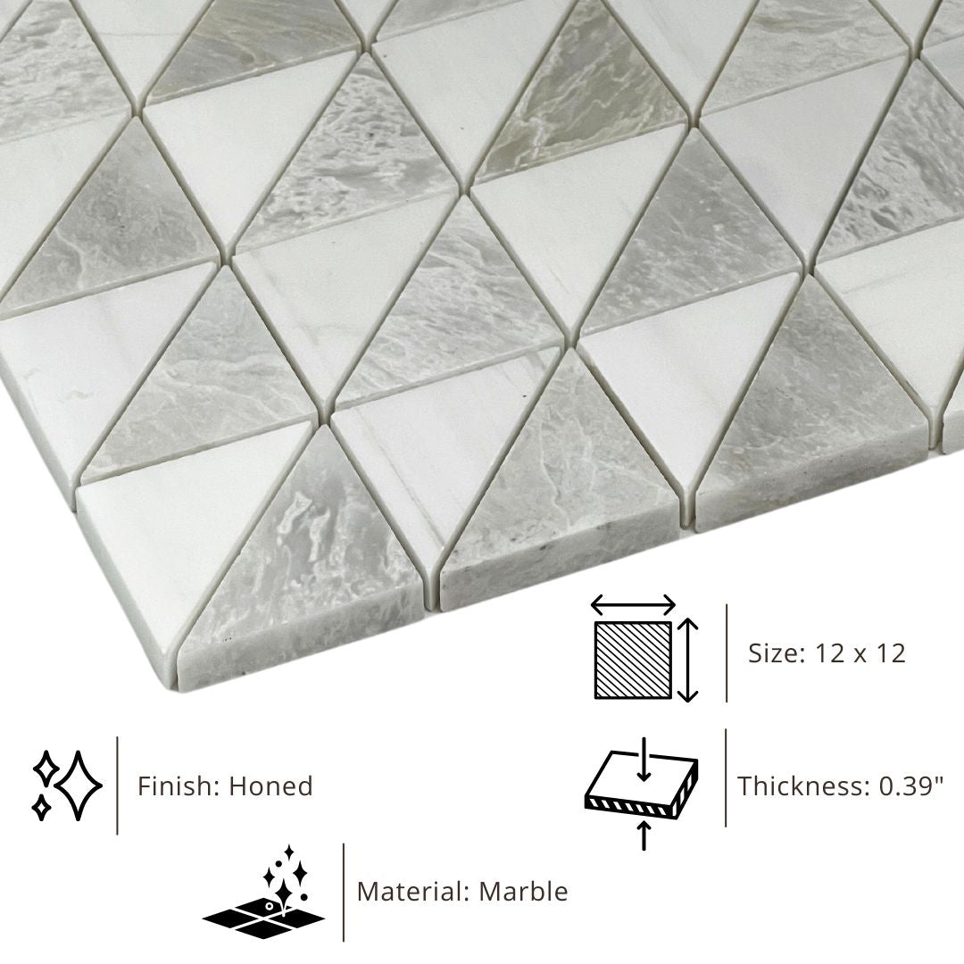 Tenedos HTC173 Nordic Edge Square Marble Mosaic Tile Matte Finish