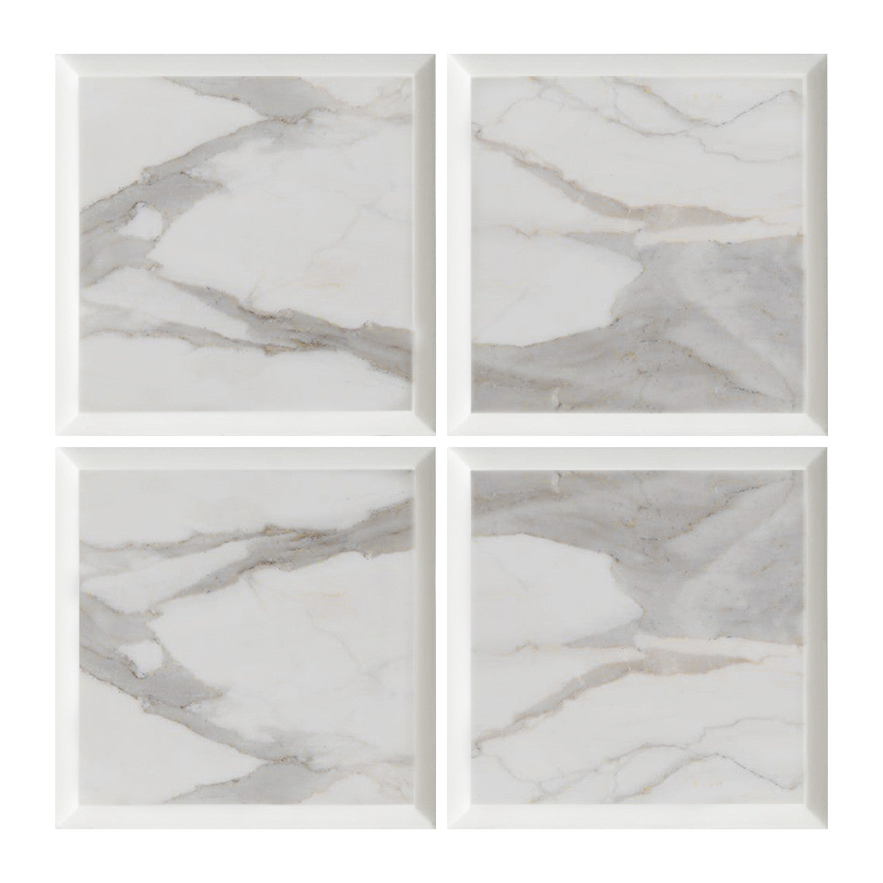 4x4 Calacatta Gold Italian Marble Subway Tile Wide Beveled Honed (Matte)