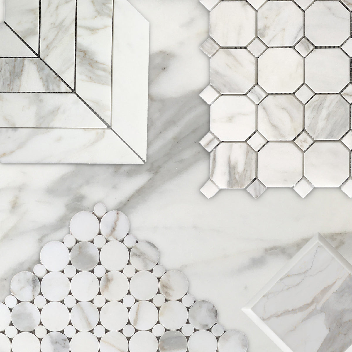 4x4 Calacatta Gold Italian Marble Subway Tile Wide Beveled Honed (Matte)