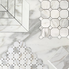 4x4 Calacatta Gold Italian Marble Subway Tile Wide Beveled Honed (Matte)