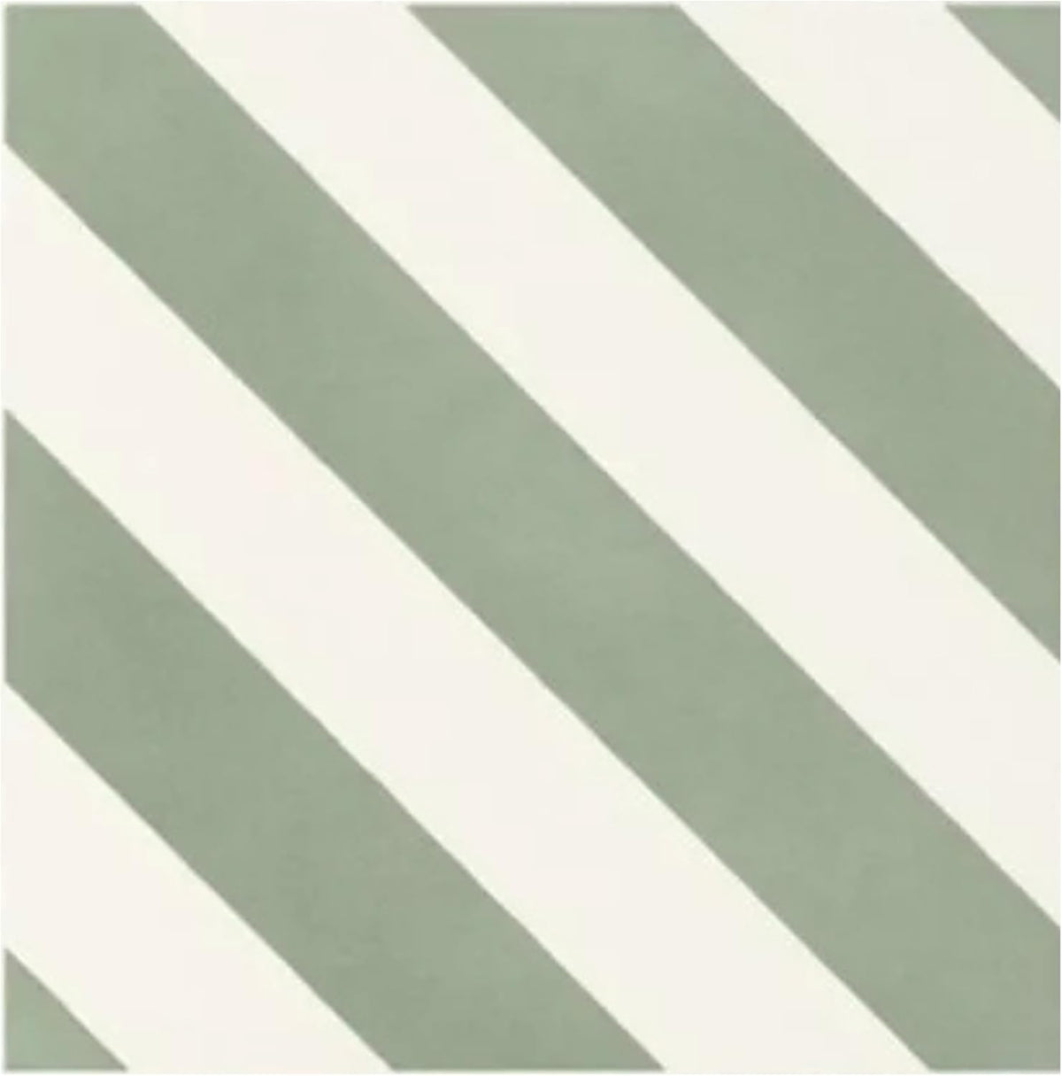 Tenedos Sage Linea 8" x 8" Matte Porcelain Tile for Wall and Floor, Diagonal Stripe Green and White Pattern, Modern Geometric Design, Indoor Outdoor Use