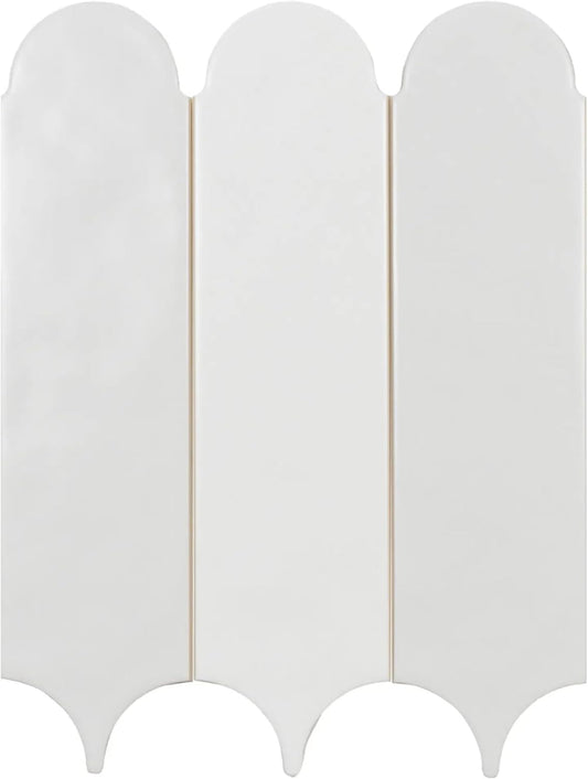 Tenedos HTCRC Matte White 3x12 Interlocking Ceramic Wall Tile | Decorative Elongated Tile |  Kitchen Backsplash Bathroom