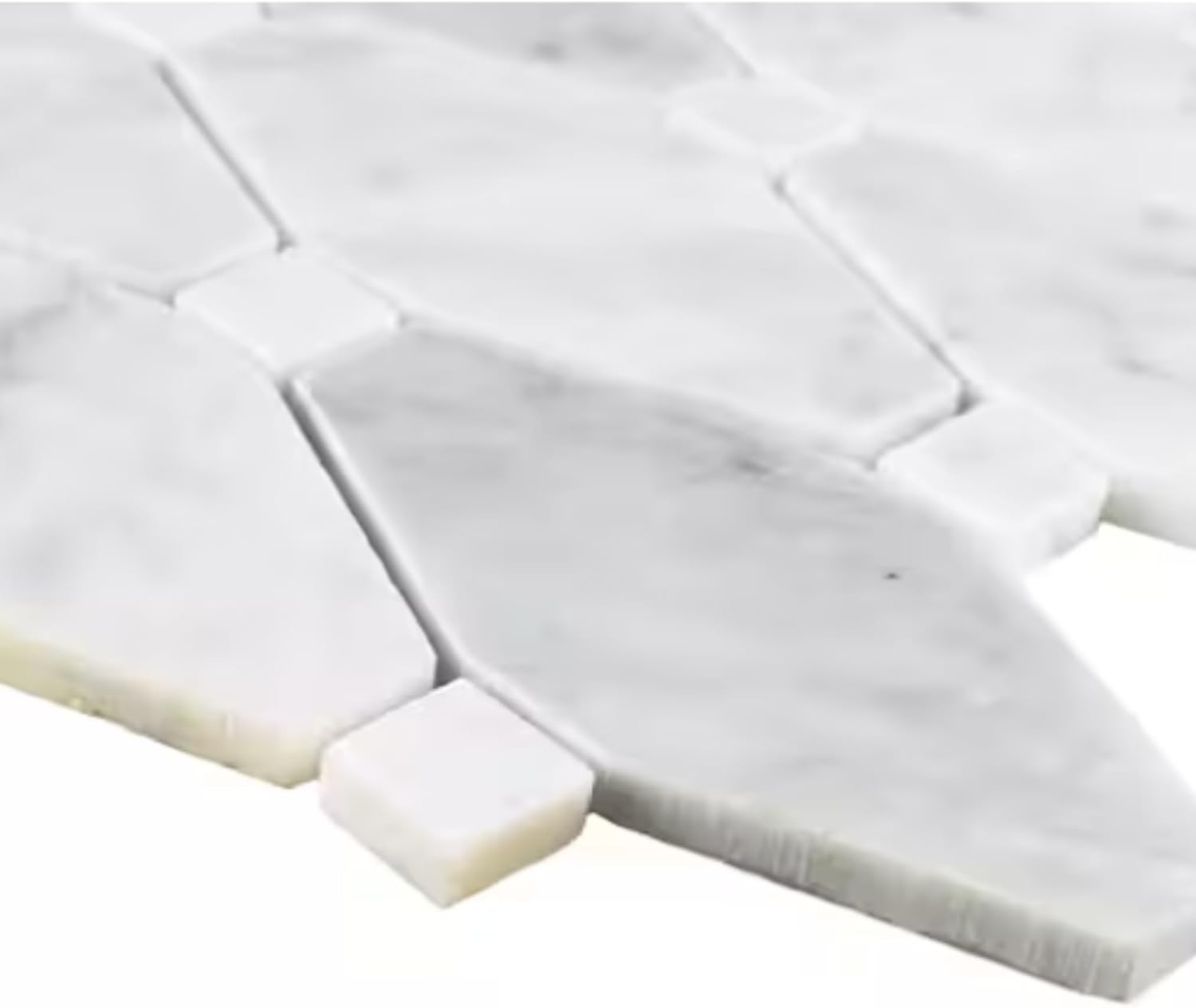 Tenedos HTCRC Bianco Carrara Large Rhombus Marble Mosaic Tile | 12 x 12 Inch Mesh-Mounted | Kitchen Backsplash Bathroom Shower Accent Wall