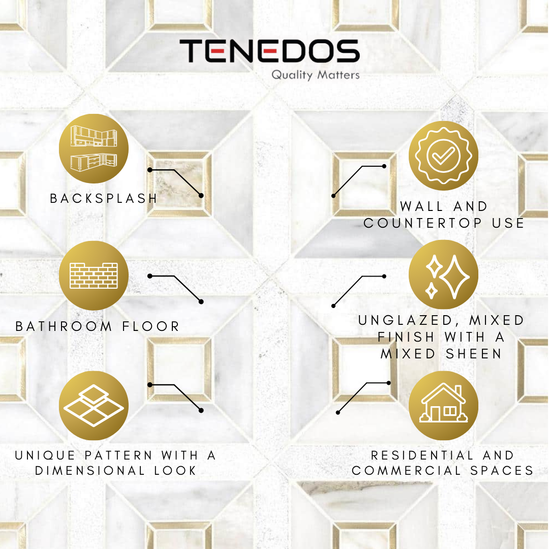 Tenedos Sapphire Gold 12 in. x 12 in. Honed Marble Floor and Wall Tile-1 piece