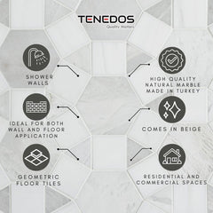 Tenedos HTC193 Crystal Nexus Marble Mosaic Tile