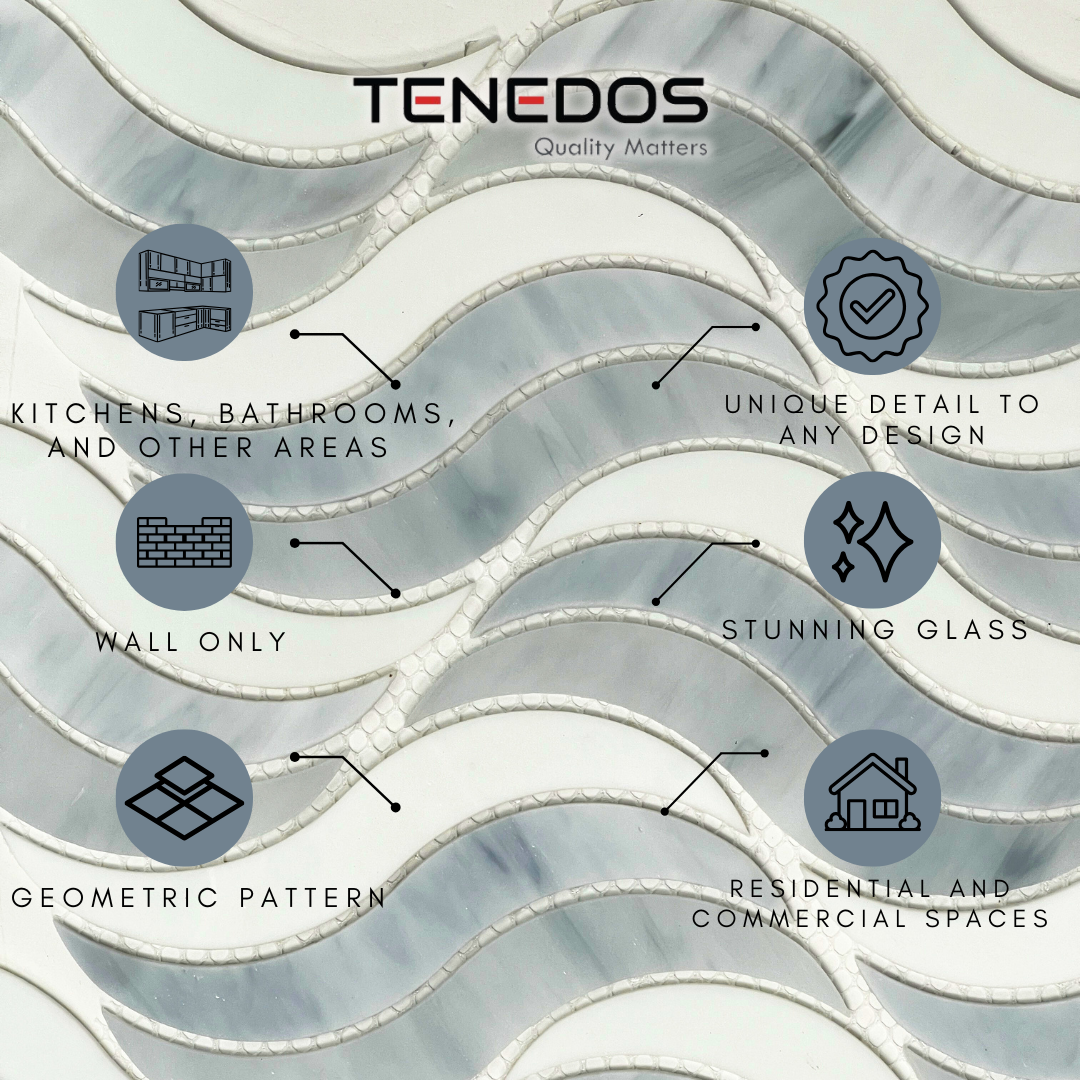 Tenedos HTC178 Velaris Wave Glass Mosaic Tile-1 piece