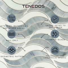 Tenedos HTC178 Velaris Wave Glass Mosaic Tile-1 piece