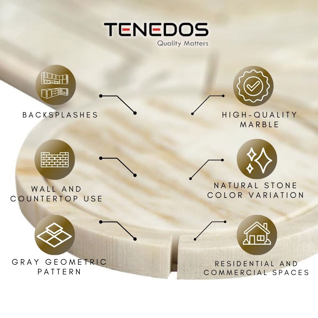 Tenedos Legency HTC152 Gold 10 in. x 10 in. Polished Mesh-Mounted Marble Mosaic Tile