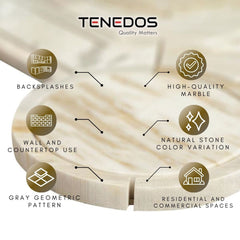 Tenedos Legency HTC152 Gold 10 in. x 10 in. Polished Mesh-Mounted Marble Mosaic Tile