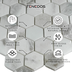 Tenedos Ulexite Hexagon Marble Mosaic Tile-1 piece