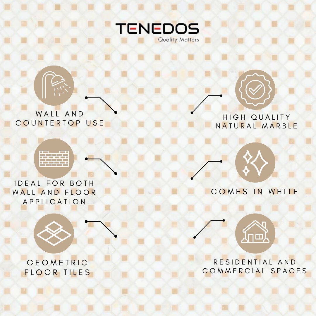Tenedos HTC195 Golden Diamond Marble Mosaic Tile