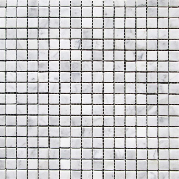 Carrara Marble Italian White Bianco Polished 5/8x5/8 Mosaic Floor Wall Tile for Bathroom Shower, Fireplace, Accent decor, Kitchen Backsplashes