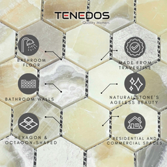 Tenedos Berly Onyx Hexagon Marble Tile- 1 piece