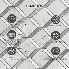 Tenedos HTC191 Silver Prism Marble Mosaic Tile- 1 piece
