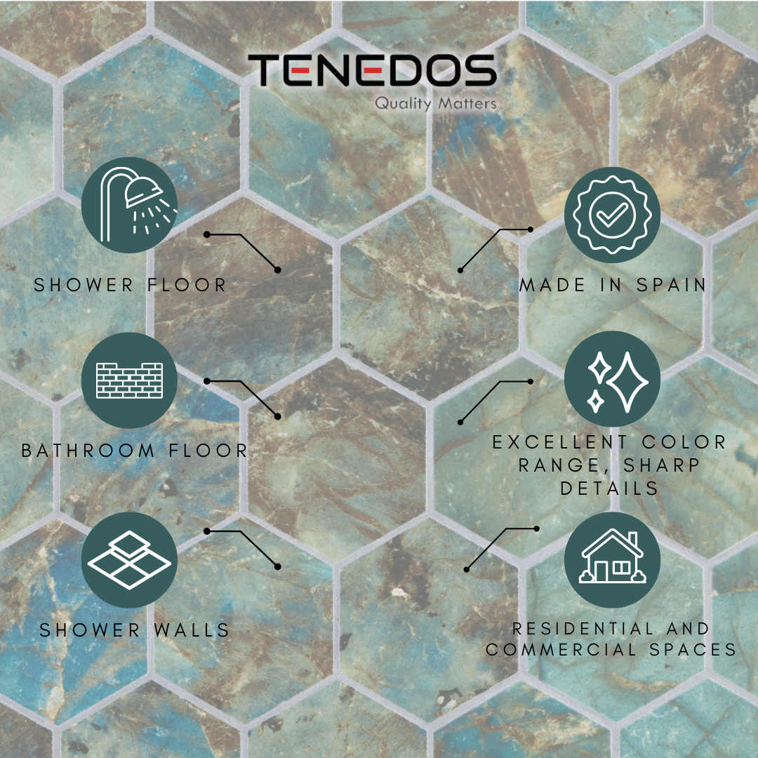 Tenedos Emerald Hexagon Porcelain Mosaic Tile- 1 piece