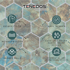 Tenedos Emerald Hexagon Porcelain Mosaic Tile- 1 piece