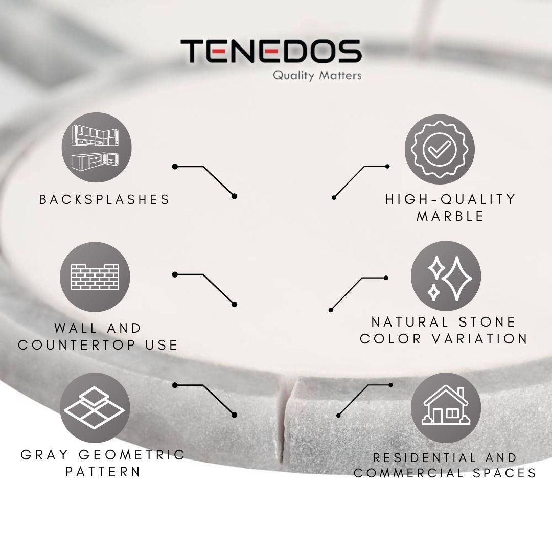 Tenedos Legency HTC152-1 10 in. x 10 in. Polished Marble Mosaic Tile Silver