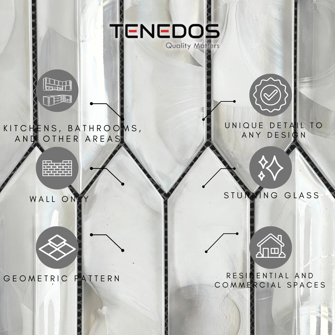 Tenedos Pearl Arrow Glass Mosaic Tile-1 piece