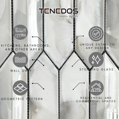 Tenedos Pearl Arrow Glass Mosaic Tile-1 piece