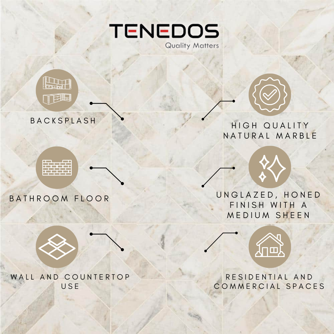 Tenedos Agate Marble Honed Mosaic Marble Floor and Wall Tile- 1 piece