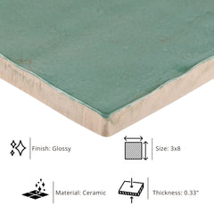 Tenedos HTC184 Ceramic Subway Wall Tile Handmade Look Glossy Glaze for Backsplash Kitchen, Bathroom Shower, Accent Wall (1, Emerald Dream)