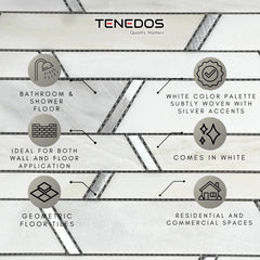 Tenedos HTC187 Aurora Luxe Chevron Silver Stone Metal Wall Tile (1 pcs)