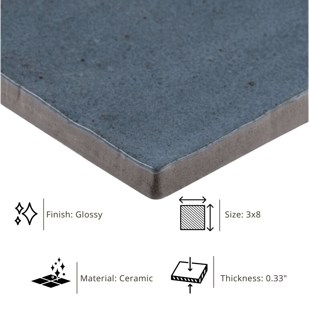 Tenedos HTC184 Ceramic Subway Wall Tile Handmade Look Glossy Glaze for Backsplash Kitchen, Bathroom Shower, Accent Wall (1, Midnight Blue)