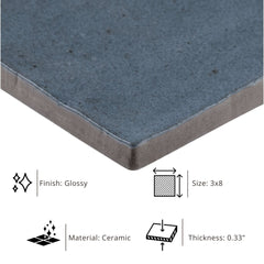 Tenedos HTC184 Ceramic Subway Wall Tile Handmade Look Glossy Glaze for Backsplash Kitchen, Bathroom Shower, Accent Wall (1, Midnight Blue)