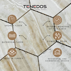 Tenedos Cream Pearl Onyx Honed Mosaic Tile- 1 piece