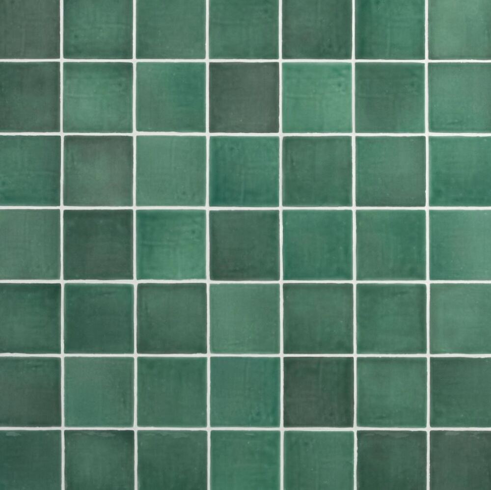 Tenedos TFND-5x5-HMD Forest Green Handmade Look 5x5 Ceramic Wall Tile Glossy for Kitchen Backsplash, Bathroom Shower, Accent Wall, Fireplace Surround