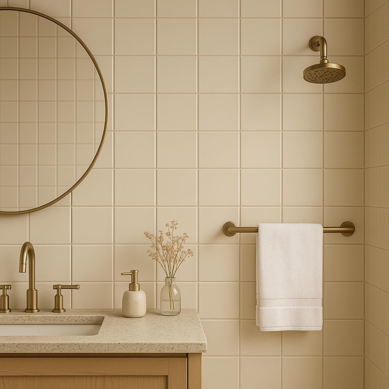 Tenedos  Matte Ceramic Tile for Bathroom Wall, Shower Surround, and Kitchen Backsplash – Classic Square Design 4 x 4-1/4 Inch – 10 Pieces